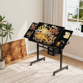Adjustable Puzzle Table with Cover and 4 Storage Trays,1000 Pieces Jigsaw Puzzle Board with 2 Drawers and Wheels, Tilting Drafting Desk for Home Office, Art Projects, Crafting
