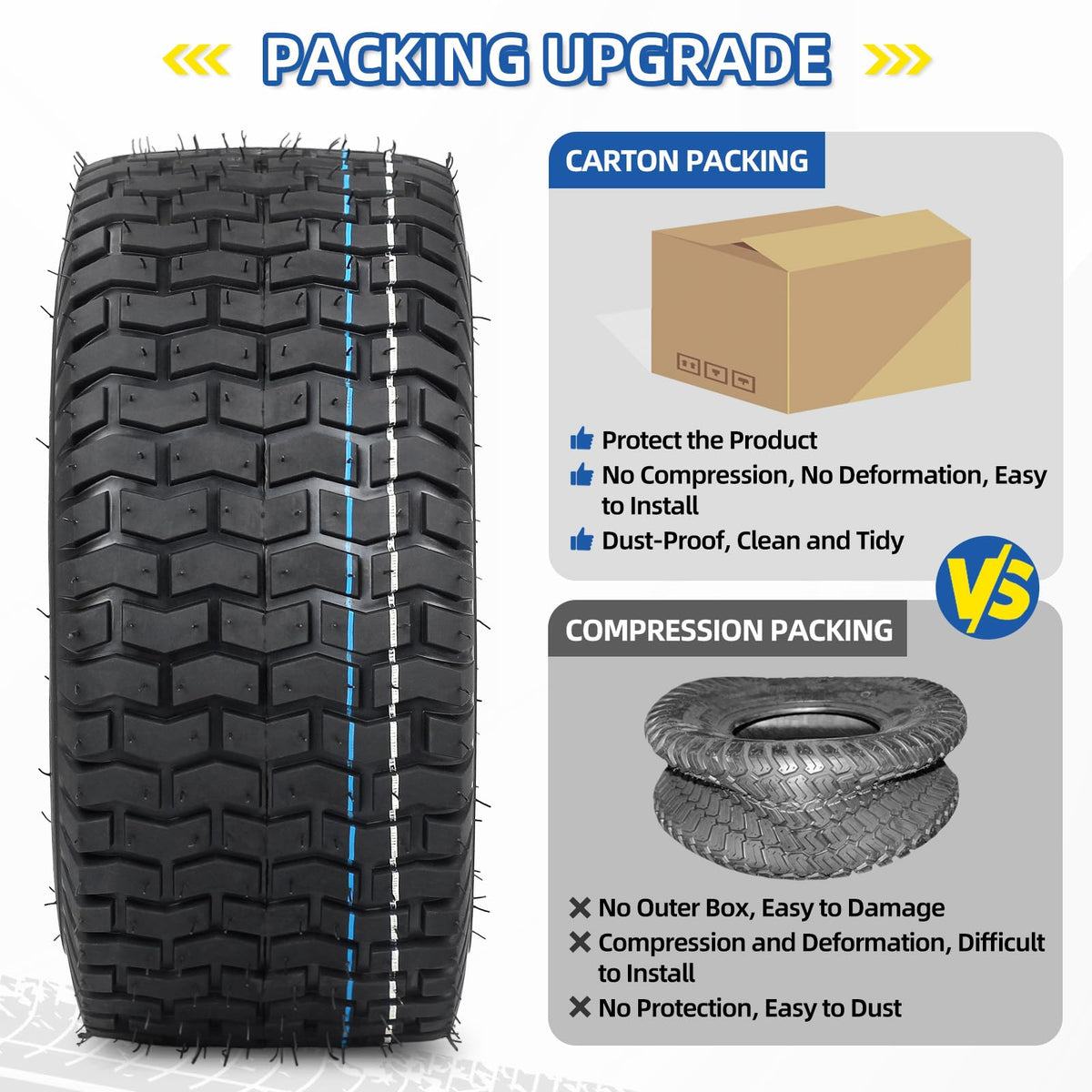 GICOOL 18x9.50-8 Tubeless Lawn Mower Tire for Riding Mower Tractor, 4 Ply