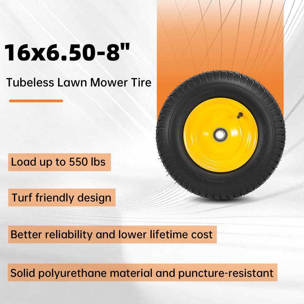 2-Pack 20x10.00-8 Tubeless Lawn Mower Rear Tire and Wheel Assembly, 4-Ply.