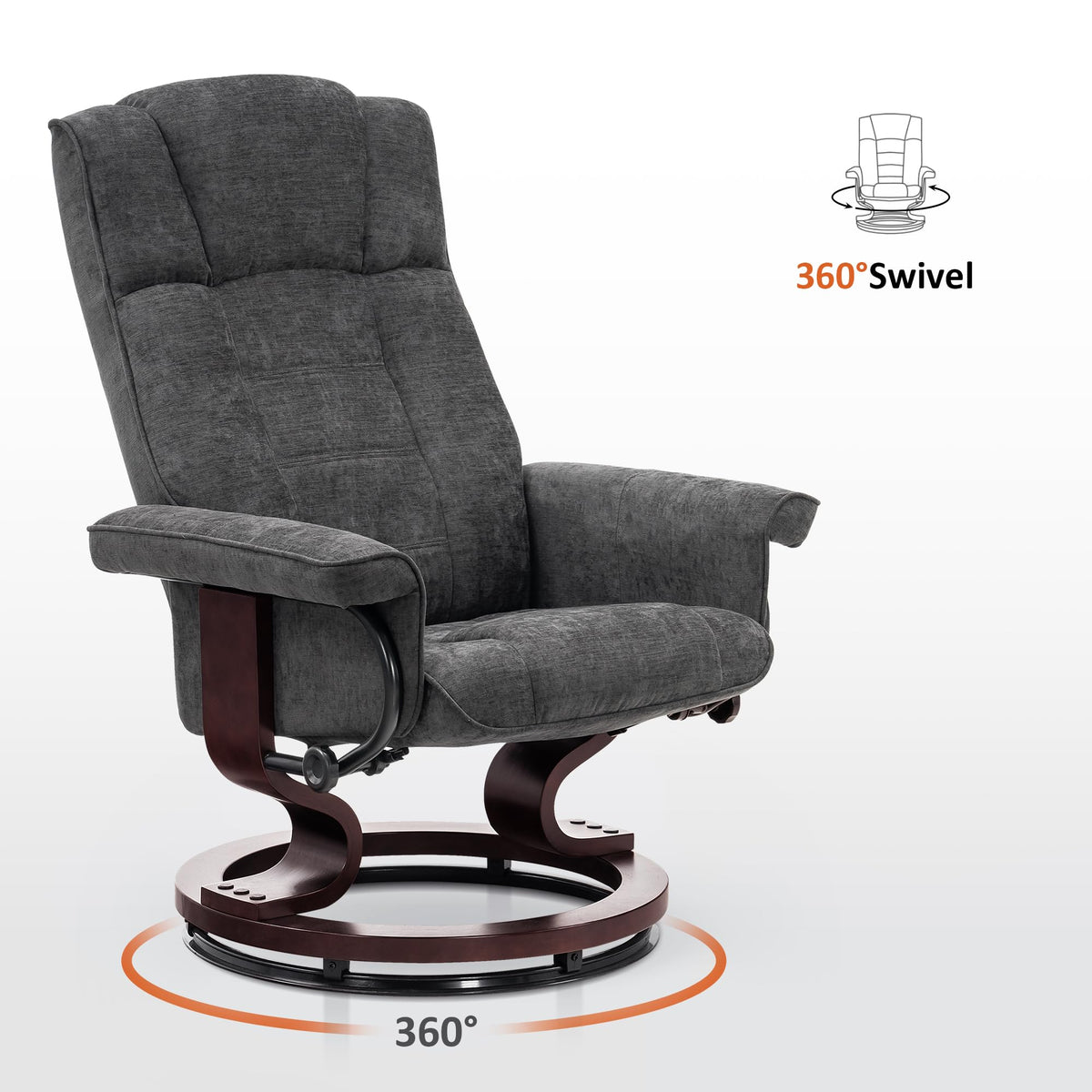 MCombo Manual Swivel Recliner with Ottoman, Faux Leather 9019