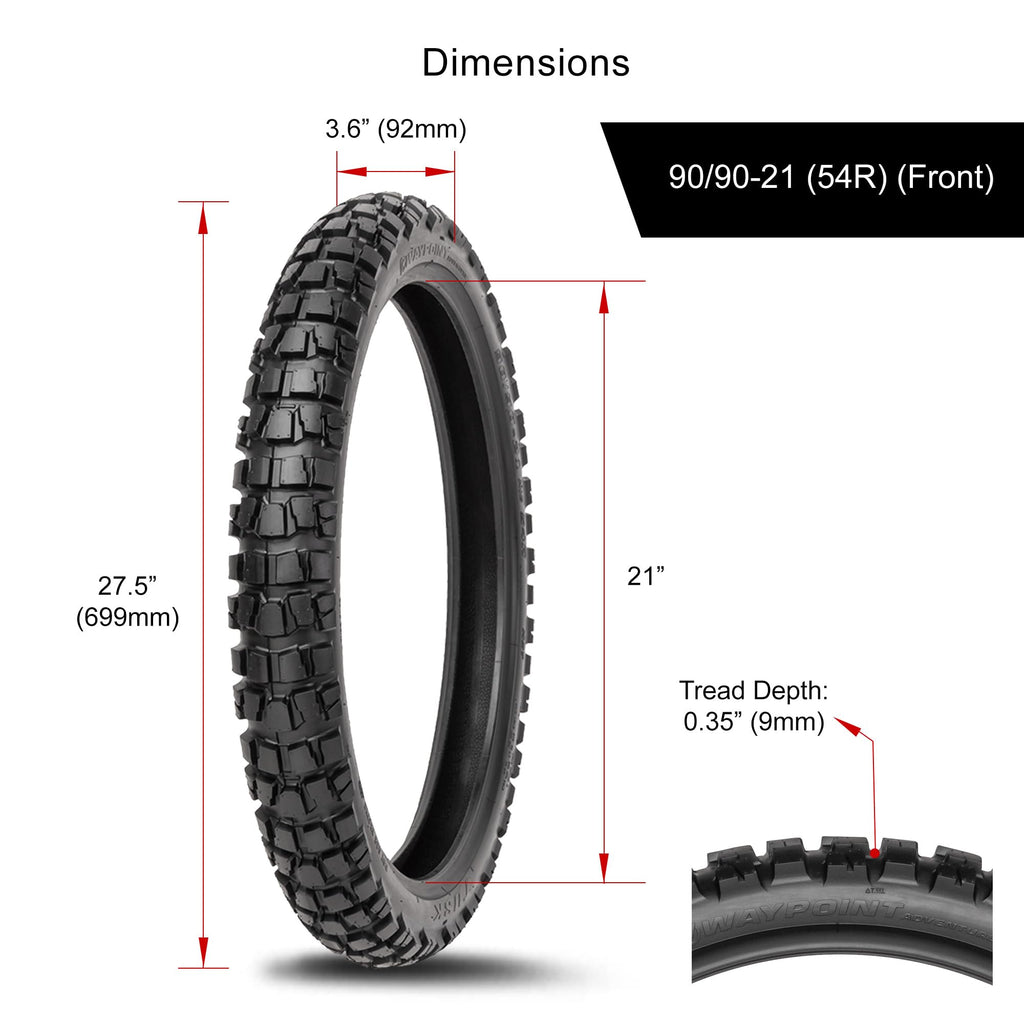 Tusk Waypoint Adventure Motorcycle Tire Set â 90/90-21 Front & 130/90-17 Rear (68R) Tube Type