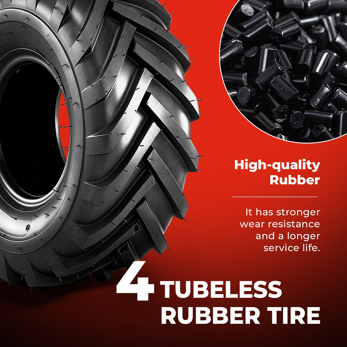 18x8.50-8 Lawn & Garden Mower Tires, Set of 2,4 Ply Tubeless