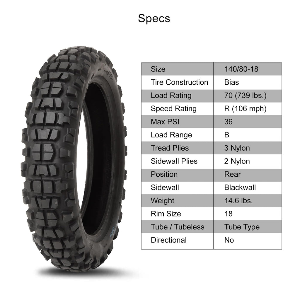 Tusk Waypoint Adventure Motorcycle Tire Set â 90/90-21 Front & 130/90-17 Rear (68R) Tube Type
