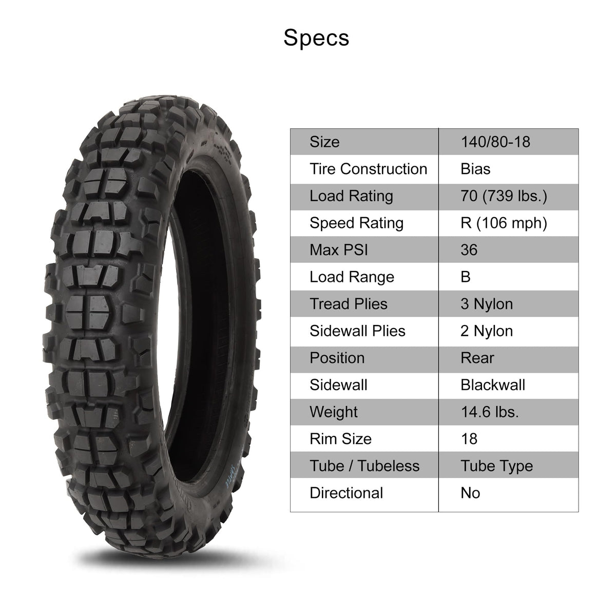Tusk Waypoint Adventure Motorcycle Tire Set â 90/90-21 Front & 130/90-17 Rear (68R) Tube Type