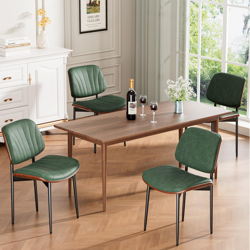 REONEY Dining Chairs Set of 4, Mid-Century Modern Kitchen Chairs, Black