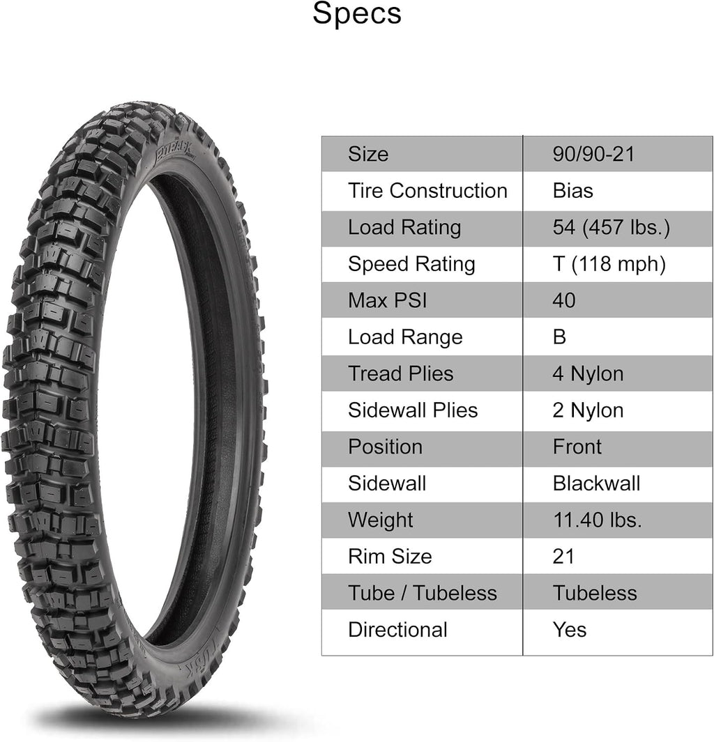 Tusk 2Track Adventure Motorcycle Tire Set â 90/90-21 Front & 130/80-17 Rear â Dual-Sport Off-Road Tires