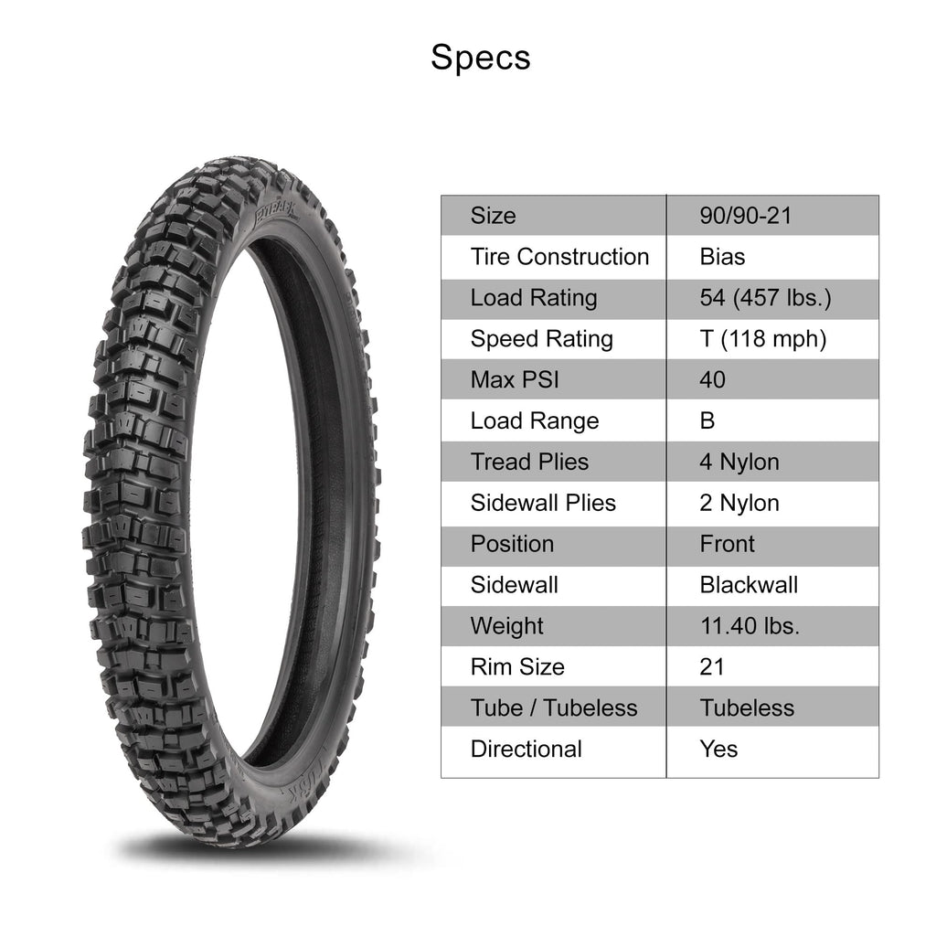 Tusk 2Track Adventure Motorcycle Tire Set â 90/90-21 Front & 130/80-17 Rear â Dual-Sport Off-Road Tires