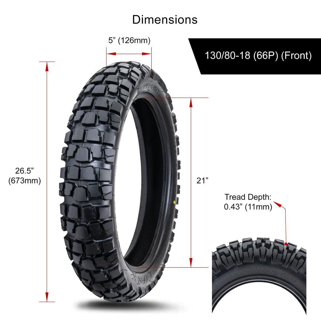 Tusk Waypoint Adventure Motorcycle Tire Set â 90/90-21 Front & 130/90-17 Rear (68R) Tube Type