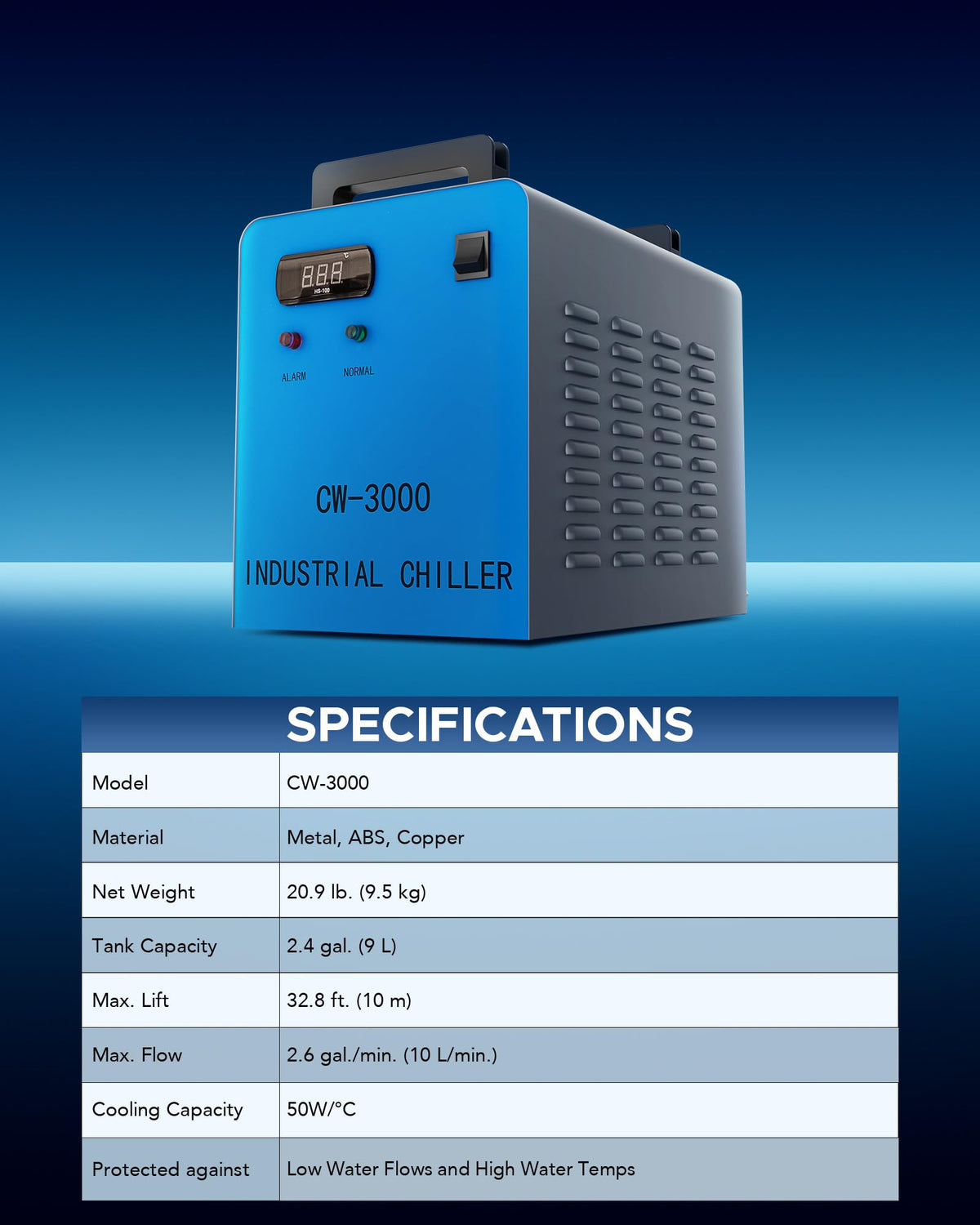 OMTech CW-5200 6L Industrial Water Chiller