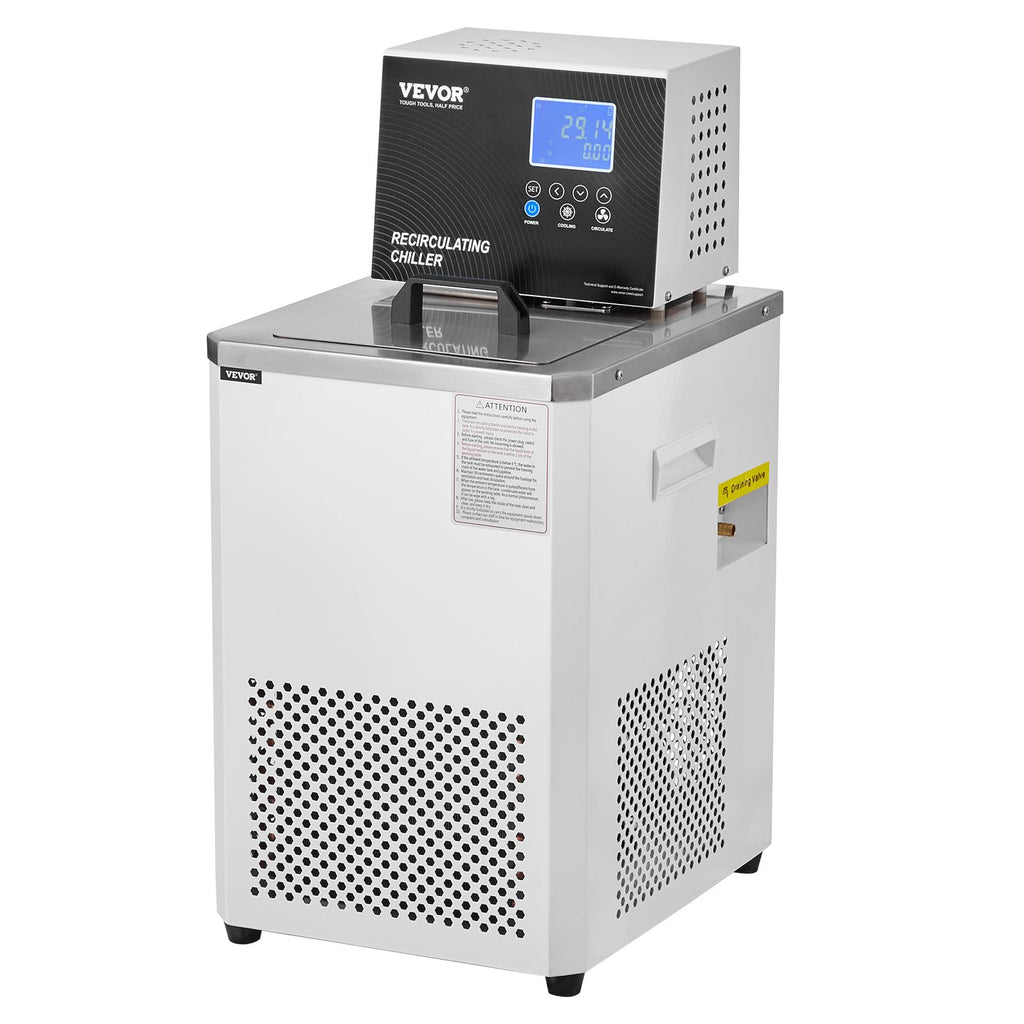 VEVOR Laboratory Chiller Circulator, -20â ~100â Circulator Pump Chiller, 6L Chiller Lab Low Temperature Cooling Liquid, LCD Display, 304 Stainless Steel Water Bath Recirculating Water Cooling