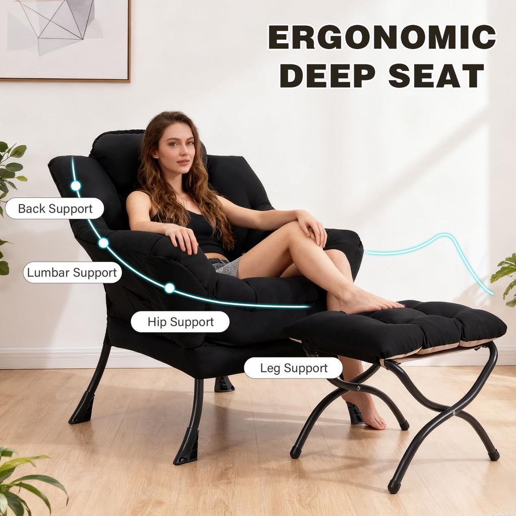Modern Lazy Chair with Ottoman Lounge Accent Reading Chair for Living Room
