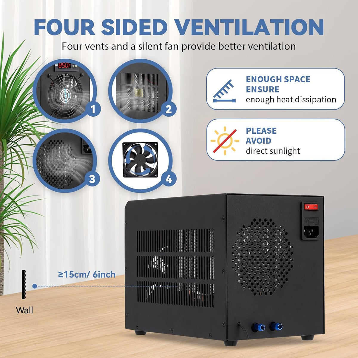 Poafamx 16Gal Aquarium Chiller, Small Water Chiller with Electronic Cooling