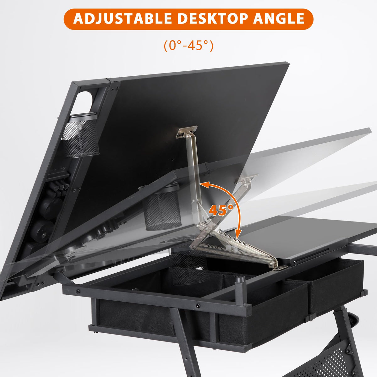 NOVA MICRODERMABRASION Adjustable Height Drafting Desk Drawing Table Tiltable Tabletop for Reading, Writing Art Craft w/Stool and Drawers