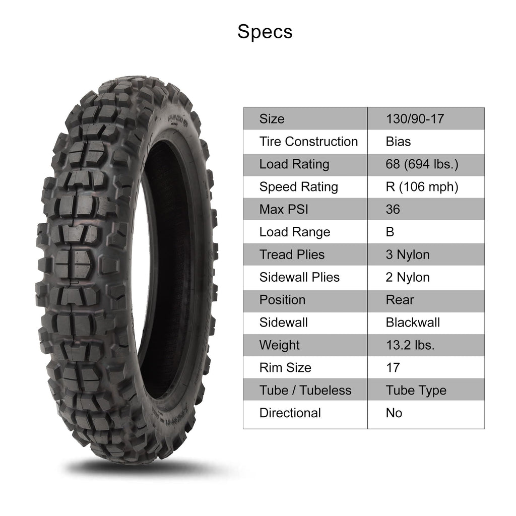 Tusk Waypoint Adventure Motorcycle Tire Set â 90/90-21 Front & 130/90-17 Rear (68R) Tube Type