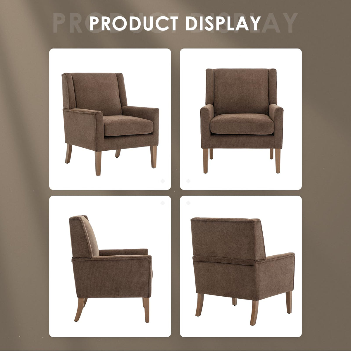 COLAMY Modern Wingback Living Room Chair, Upholstered Fabric Accent Armchair, Single Sofa Chair with Lounge Seat and Wood Legs for Office/Bedroom/Reading Spaces, Beige