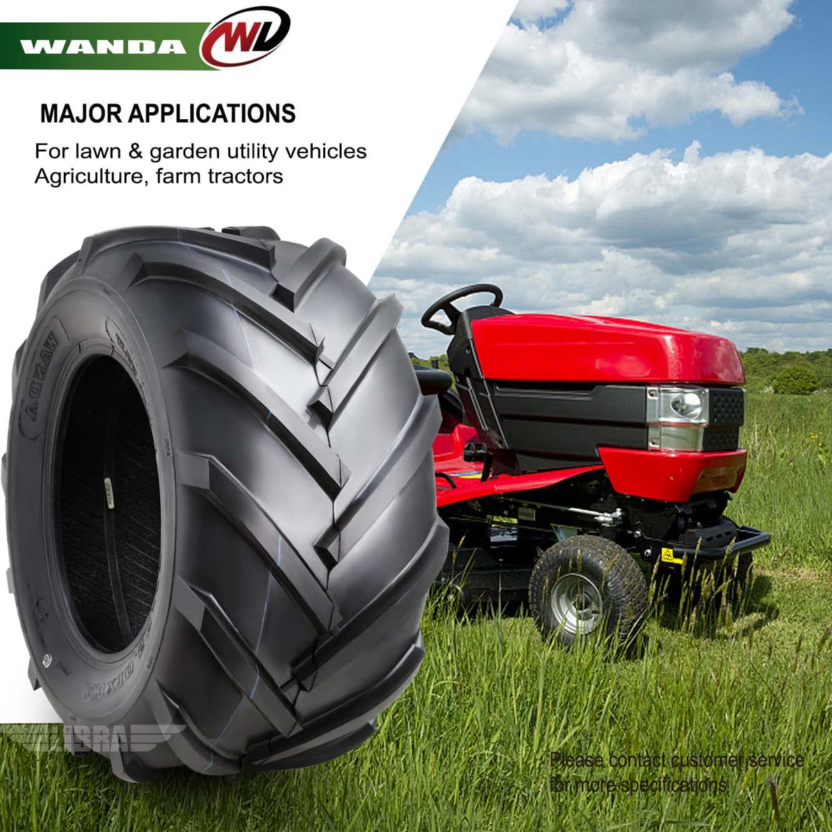 WANDA 4PC 15X6-6 & 20X10-8 Lawn Mower Tractor Tires Super Lug -13078/13071