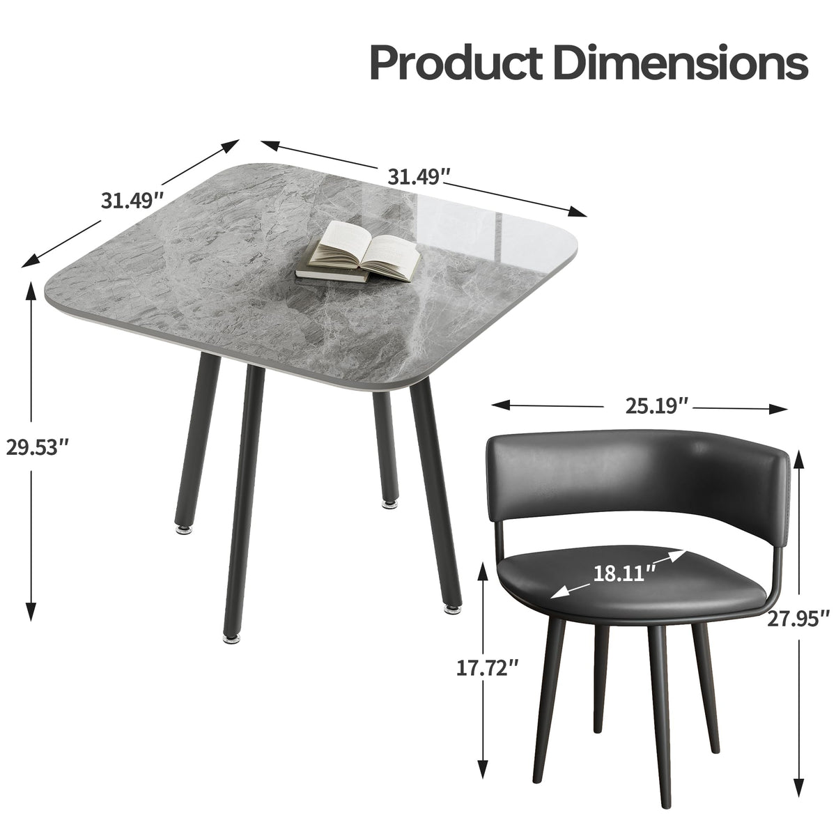 Round Sintered Stone Dining Table Set for 4