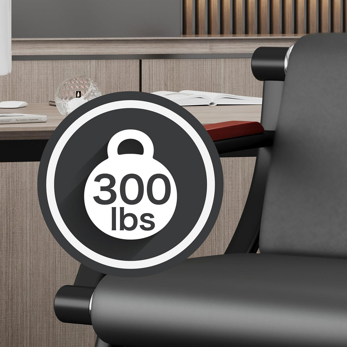 wonline Waiting Room Chairs, Office Furniture Reception Chairs with Arms, Leather Chairs is Suitable for Clinic,Airport,Hospital,Barber,Salon,Bank-Black