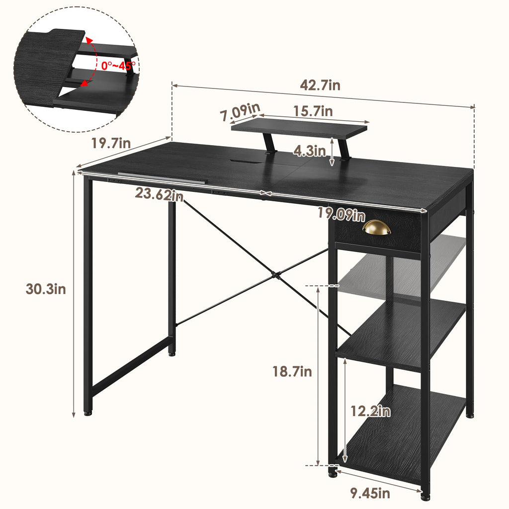 X-cosrack Adjustable Drafting Table with Storage Drawer & Monitor Stand