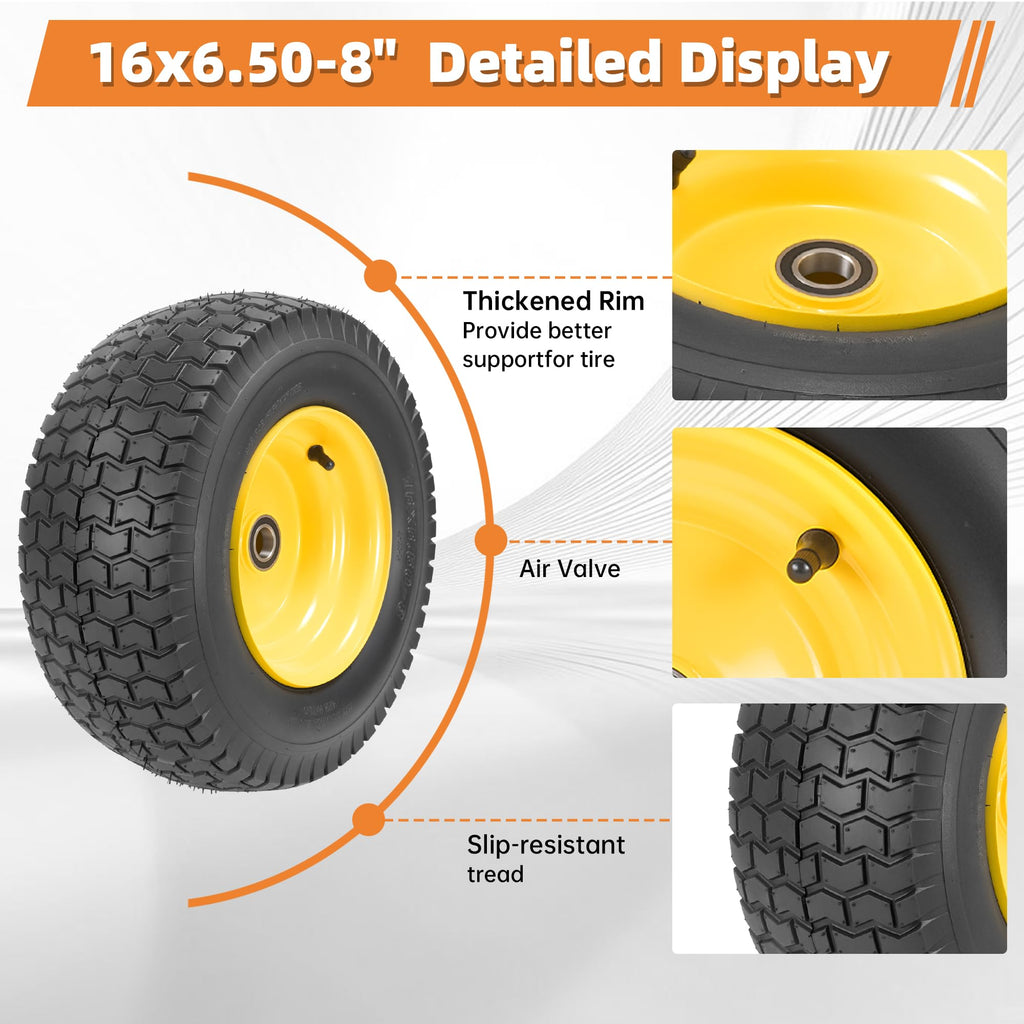 2-Pack 20x10.00-8 Tubeless Lawn Mower Rear Tire and Wheel Assembly, 4-Ply.