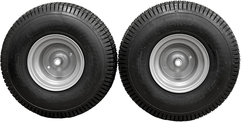 (Set of 2) 20x8.00-8 Lawn & Garden Mower Turf Tires - 4 Ply with Keyed Hub Wheel | Compatible with Husqvarna & Some Craftsman Models