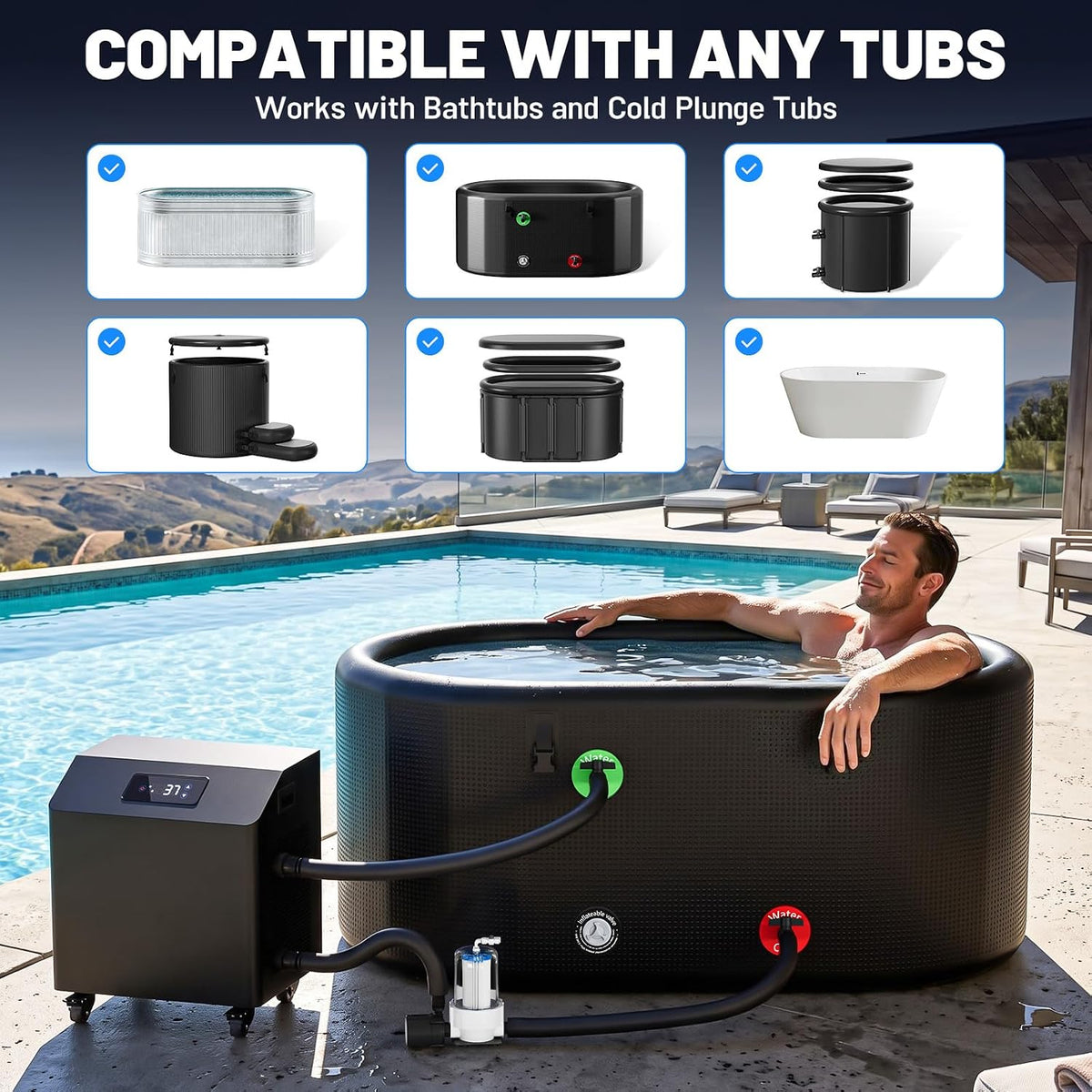 Cold Plunge Chiller, 1 HP Ice Bath Water Chiller for Cold Therapy Recovery