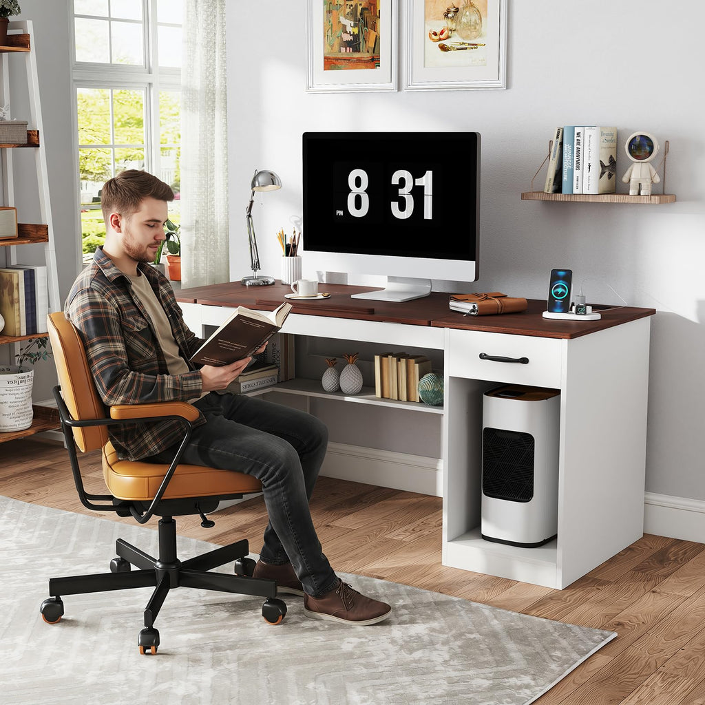 Verano Garden 55.1" Drafting Table, Craft Art Table, Computer Desk, Black