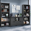 Farmhouse 3-Piece Home Office Set â 46" Wide 2-Drawer Lateral File Cabinet with Power Outlets & USB, Two 71" Tall 5-Tier Bookcases with Adjustable Shelves & Anti-Tip Kit, Black