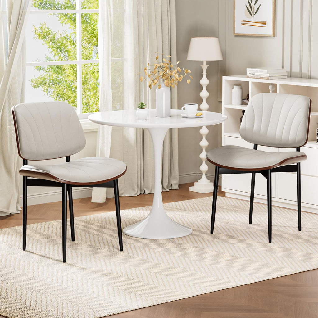 REONEY Dining Chairs Set of 4, Mid-Century Modern Kitchen Chairs, Black