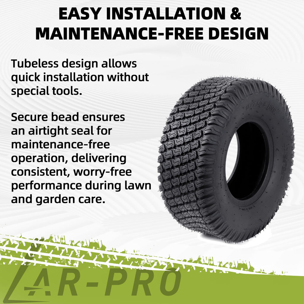 AR-PRO (2 Pack) 20x8.00-8 Lawn Mower Turf Tires, Tubeless, No Rims