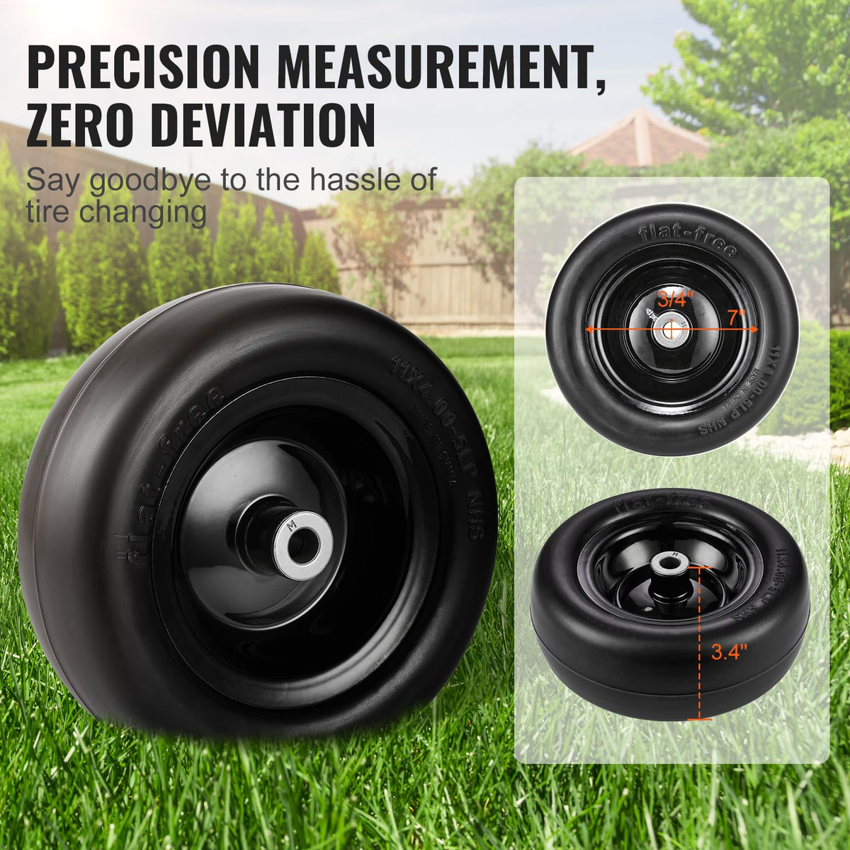 VEVOR Lawn Mower Tires with Rim, 20x8-8" Tubeless Tractor Tires, 2-Pack Tire and Wheel Assembly, S-Turf Pneumatic Tires with 3.5" Offset Hub and 3/4" Bushing Size, for Riding Mowers Lawn Tractors
