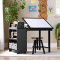 Guidecraft Design Studio â Black: 3-in-1 Kids Art Table & Stool Set, Writing, Crafting, Painting & Drafting Table for Kids with Craft Storage & Bins, Art Easel with Paper Roll, Toddler Activity Desk