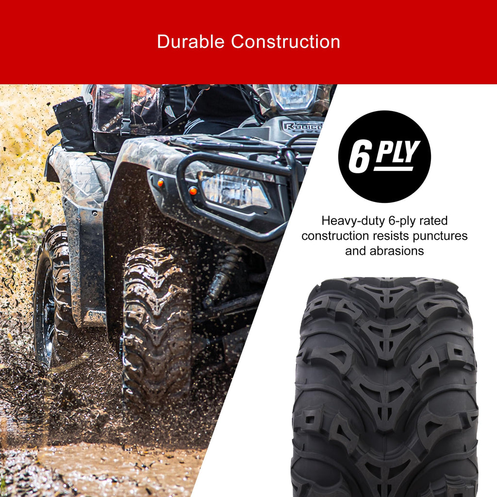 Tusk Mud Force ATV Tire Set â 25x8-12 Front & 25x10-12 Rear â Durable Off-Road Quad Tires Set of 4