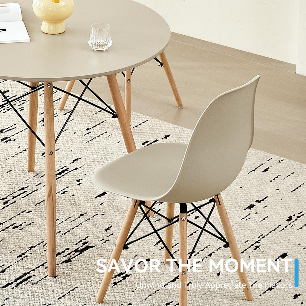 5-Piece Round Dining Set, 35.5" Black Table & Light Gray Chair