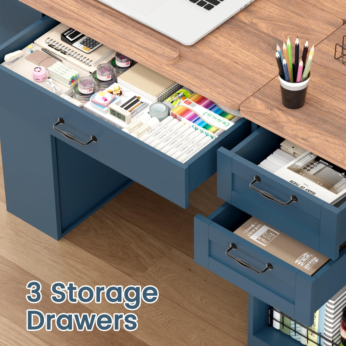 Drafting Table with Storage Cabinet & Drawers, Adjustable Drawing Desk with Open Shelves, Craft Table Painting Desk for Artists, Painters, Drawing, Crafting, Reading, Writing, Working