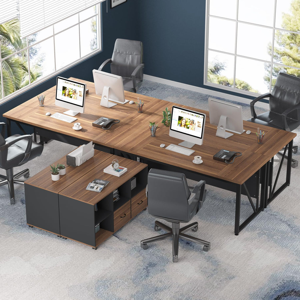 Tribesigns 55 inches Executive Desk and 43" lateral File Cabinet, L-Shaped Computer Desk Home Office Furniture with Drawers and Storage Shelves, Office Table with Cabinet