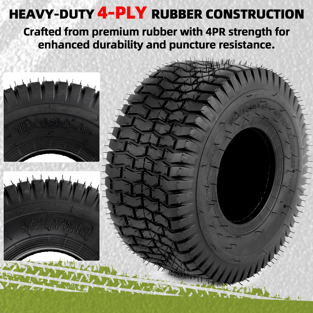 AR-PRO (2 Pack) 20x8.00-8 Lawn Mower Turf Tires, Tubeless, No Rims