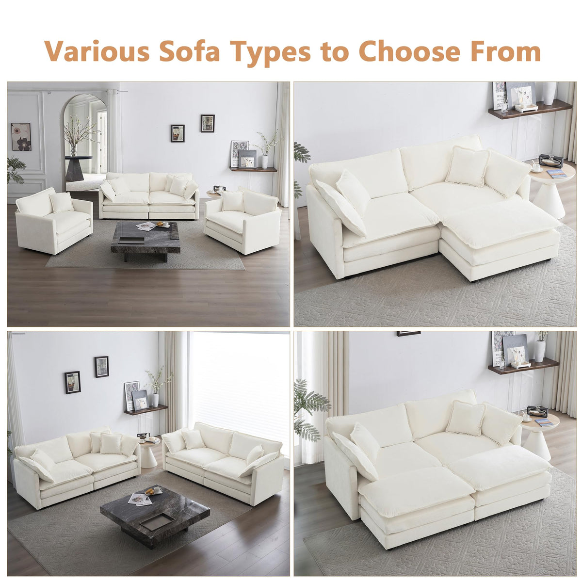 mikibama Luxury 2 Piece Loveseat Couch & Sofa Armchair Set, Modern Upholstered Chenille Cloud Couches Set Furniture with 5 Pillow for Living Room Bedroom Office Apartment, Evergreen