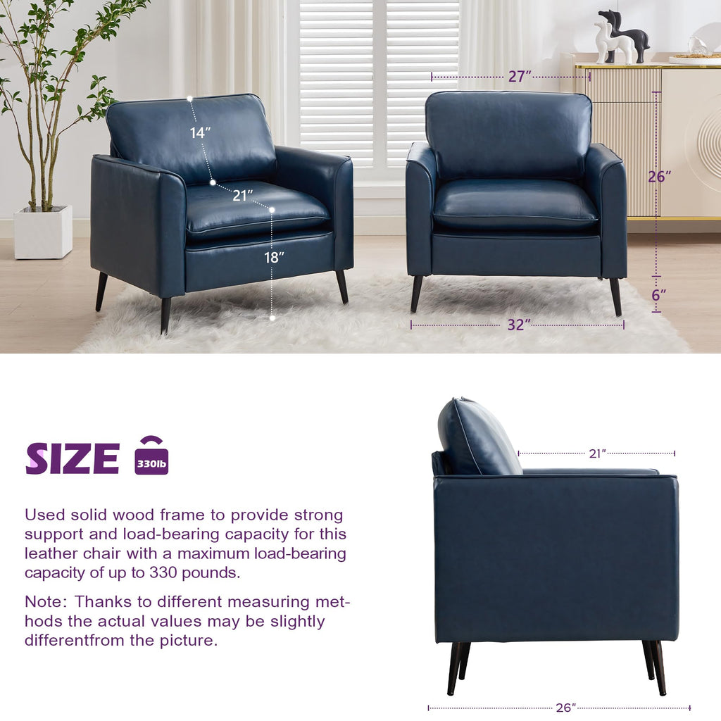 TYBOATLE Accent Chairs Set of 2, Faux Leather Arm Chairs (Grey, 2)