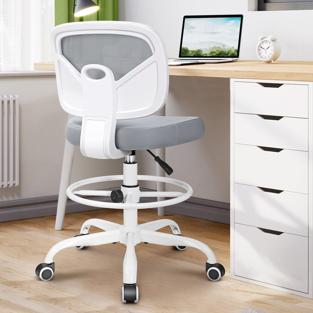 Primy Tall Drafting Desk Chair - Armless, Adjustable Height, Mesh Back, Rolling, Standing Desk Chair for Art Room, Office or Home (Black)