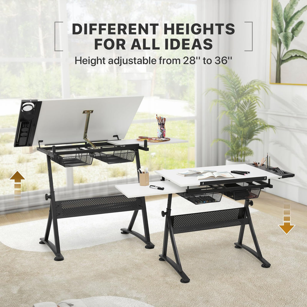 Athena Collection Professhional Drafting Table for Adults Teens, Light Grey