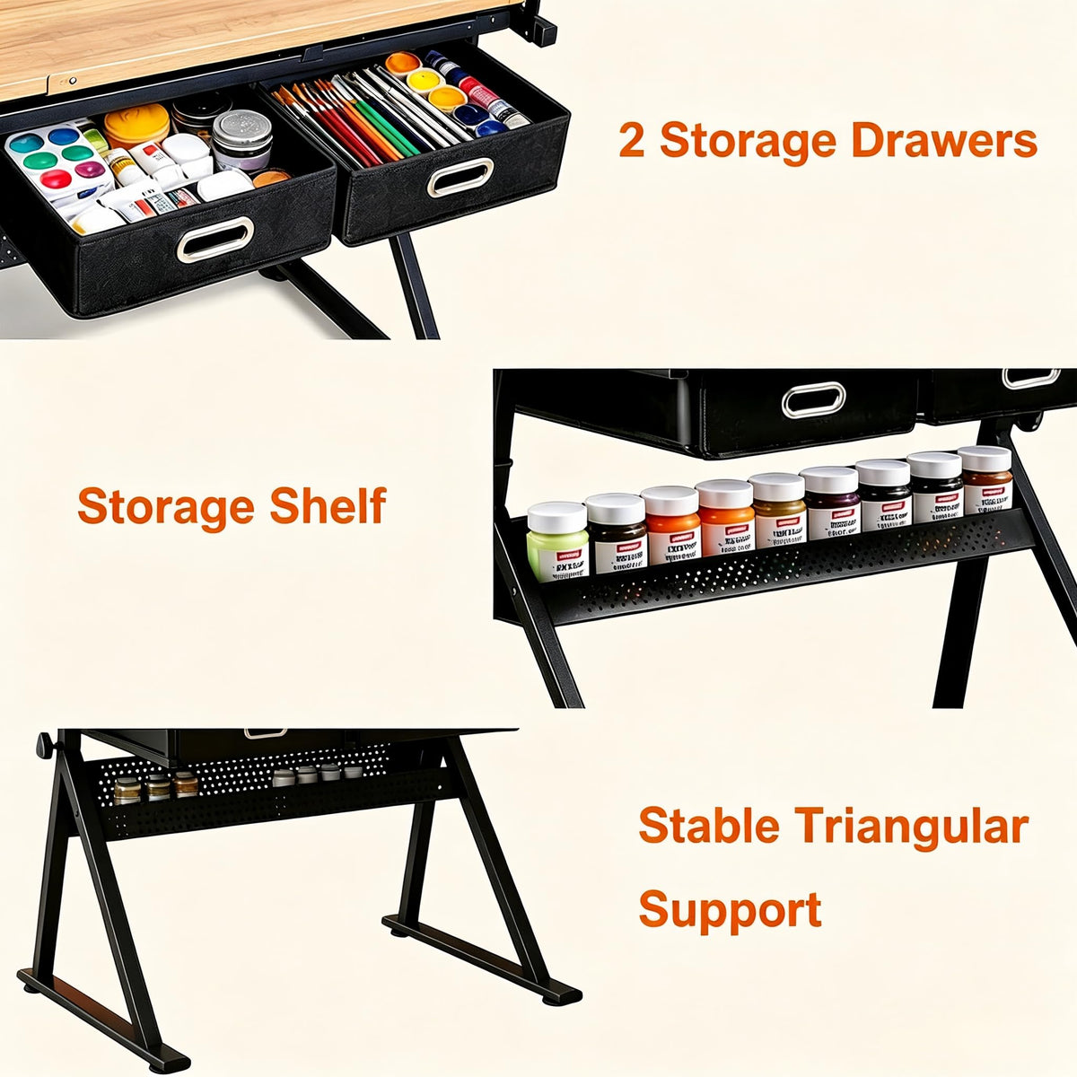 Garvee Height Adjustable Drafting Table, 0-75Â°Tilting Drawing Desk