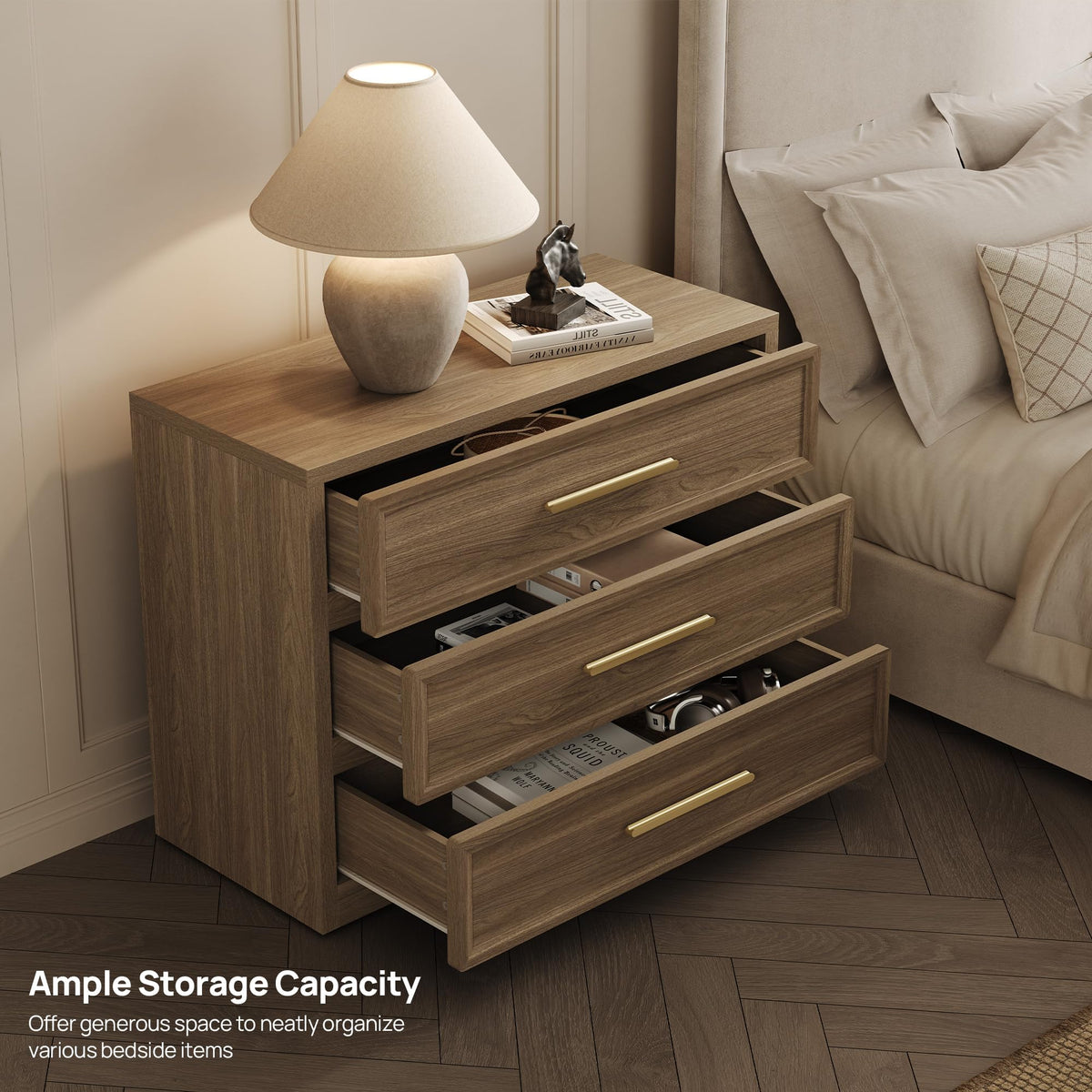 SICOTAS Oversized Night Stand Set 2 for Bedroom 31.3" Bedside Table
