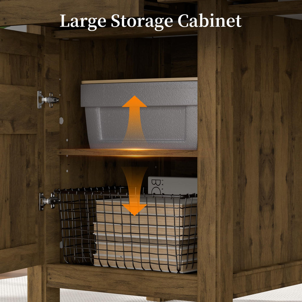 62" Executive Desk Home Office Desk with File Drawer & Cabinet