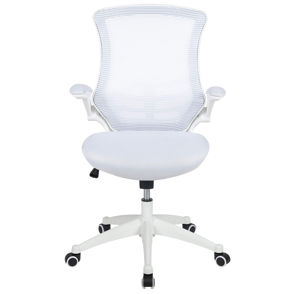 Flash Furniture Set of 4 Mid-Back Swivel Ergonomic Task Office Chairs with Flip-Up Arms, Black Mesh