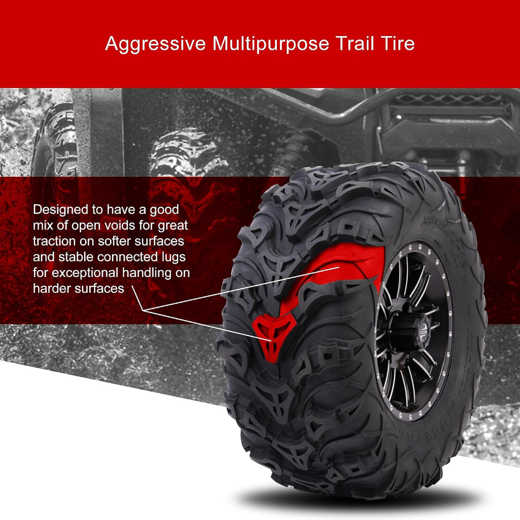 Tusk Mud Force ATV Tire Set â 25x8-12 Front & 25x10-12 Rear â Durable Off-Road Quad Tires Set of 4