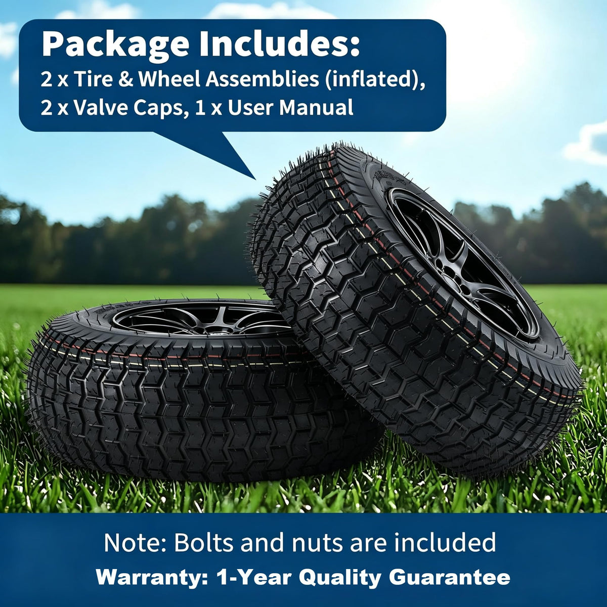 PioneerWorks 2Packs 20x10-8 Lawn Mower Tires and rim