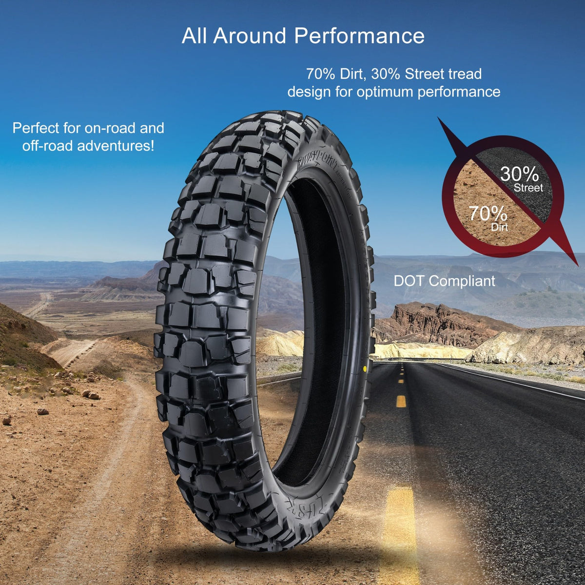 Tusk Waypoint Adventure Motorcycle Tire Set â 90/90-21 Front & 130/90-17 Rear (68R) Tube Type