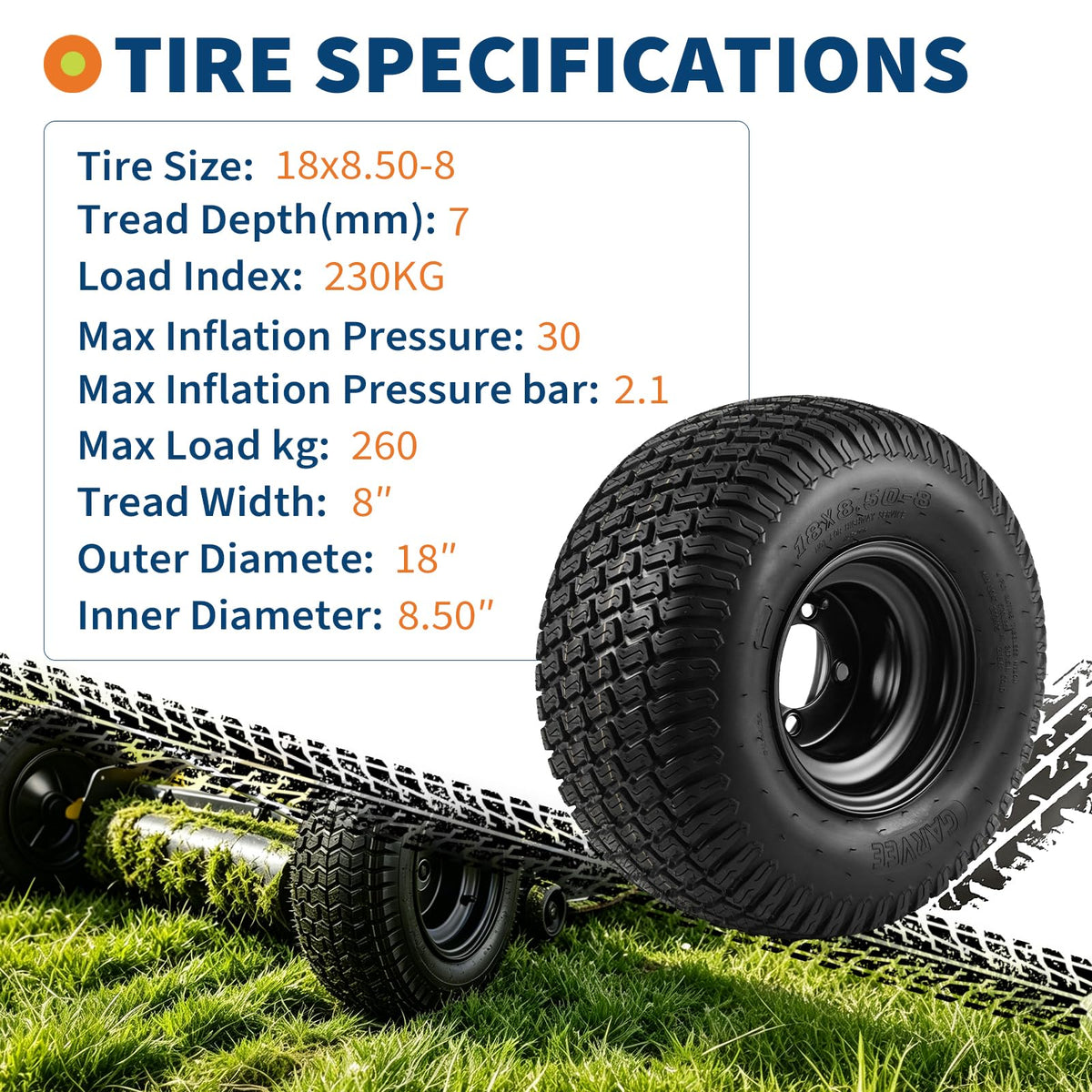 PioneerWorks 2Packs 20x10-8 Lawn Mower Tires and rim