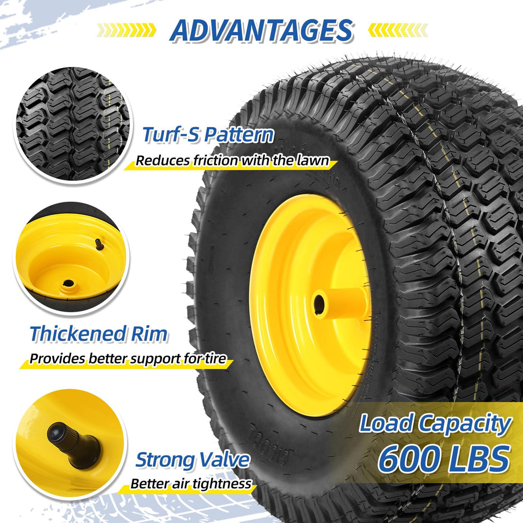 GICOOL 20x10.00-8 Lawn Mower Tire and Wheel, 3/4" Borehole, and 3/16" Keyway, 3.5" Offset Hub, 4 Ply Tubeless Tire, Replacement 20x10-8nhs Riding Lawn Mower and Tractor Rear Tire and Wheel Assemblies